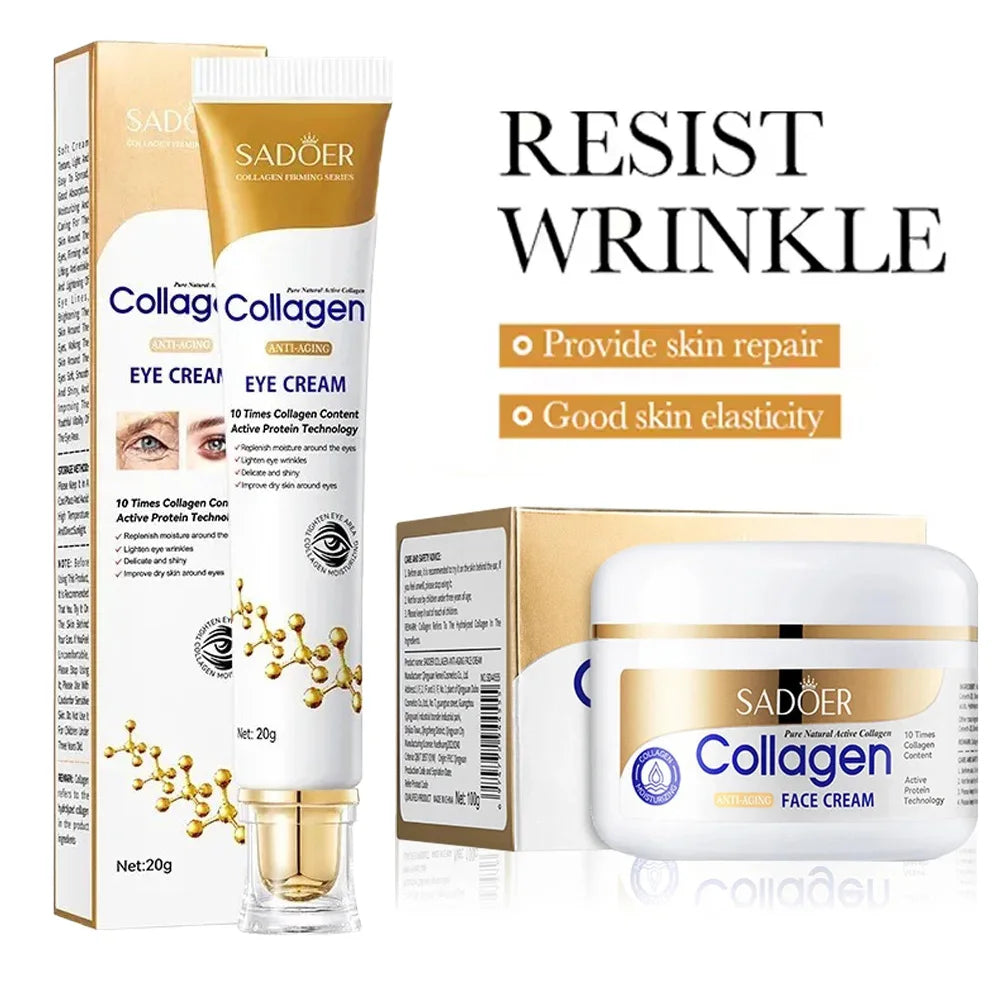 SADOER Collagen Skin Care Kit Eye Cream&Moisturizing Face Cream Anti Dark Circles Anti-aging Moisturizing skincare Skin Care Set