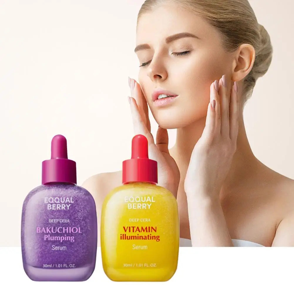 EQQUALBERRY Bakuchiol Plumping Serum - Korean VITAMIN-Infused Illuminates Reduces Wrinkles Lifts Skin Moisturizes Brightens Skin