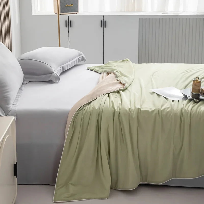 Cold Silky Summer Blanket Cooling Fabric Air Condition Quilt Cool Blankets for Beds Double Side Lightweight Cooled Comforter