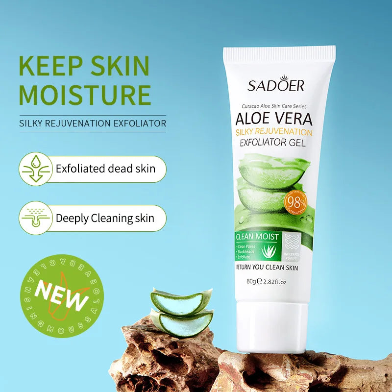 SADOER Exfoliating Aloe Vera Gel Facial Cleanser Deep Cleansing Exfoliant Gentle Tender Face Exfoliation Facial Exfoliator