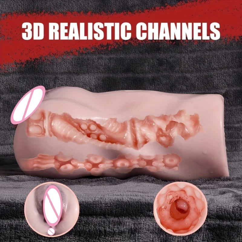 Anime Sex Toys for Men 2 in 1 Artificial Vagina Anus Deep Throat Pocket Pussy Handheld Masturbation Cup Soft Ass Adult Goods