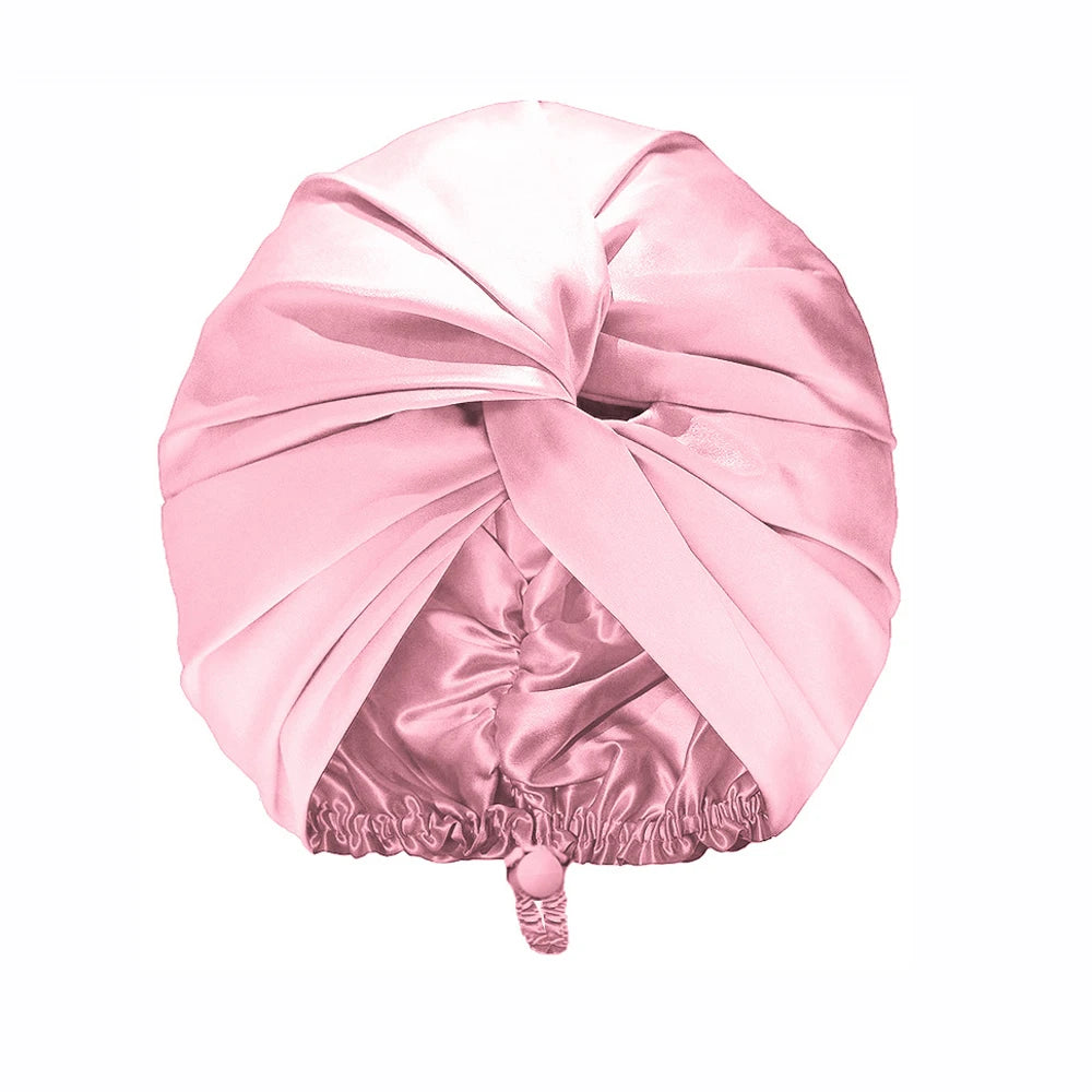 Satin Silk Bonnet for Sleeping Double Layer Turban Sleep Cap for Women Adjustable Hair Wrap for Curly Straight Hair
