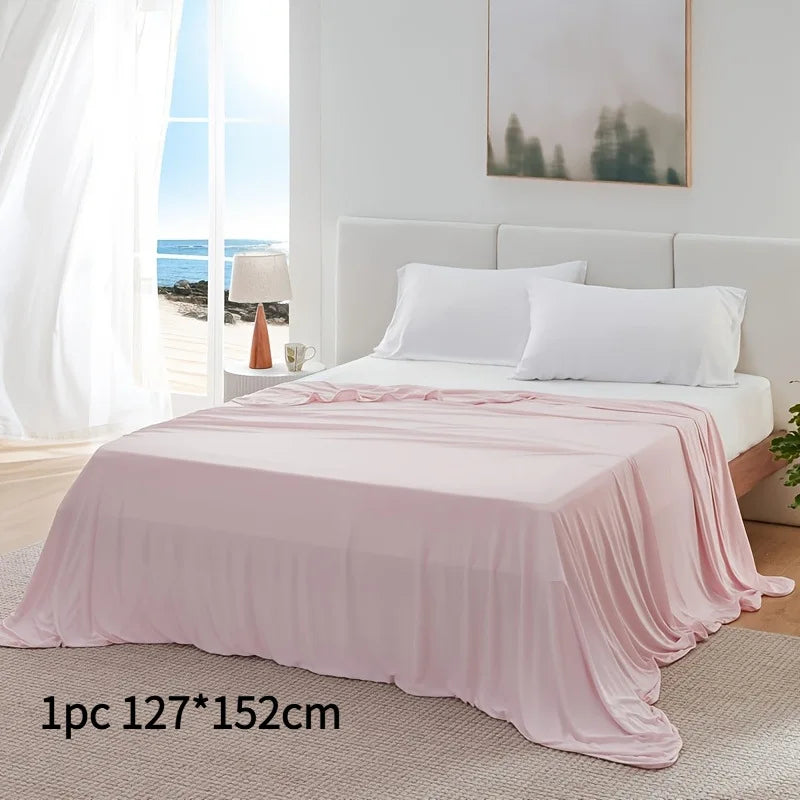 Lightweight Ice Silk Cooling Blanket Air Condition Comforter for Summer Pure Color Lightweight and Smooth Twin/King Size Cold