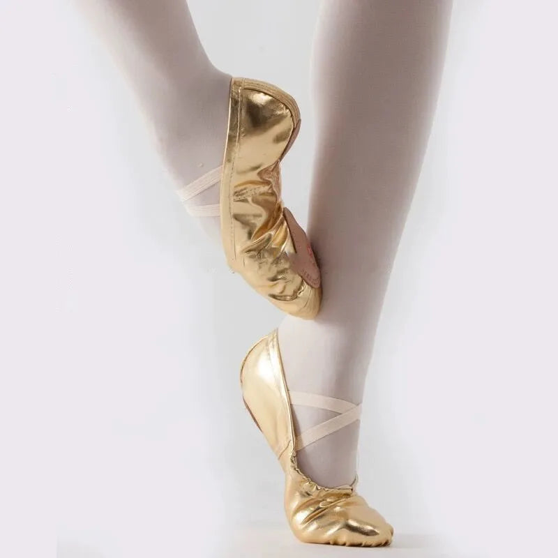 Girls Ballet Shoes Gold Silver Soft Sole Ballet Dance Slippers Children Practise Ballerina Shoes Woman Gymnastics