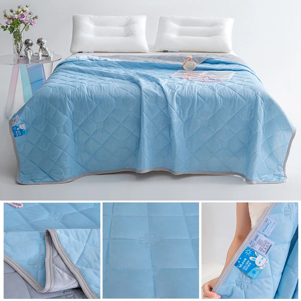 Ice Silk Cooling Blanket Soft Comfortable Breathable Air-Conditioner Quilt Summer Cooling Blow Air-Conditioning Warm Comforter