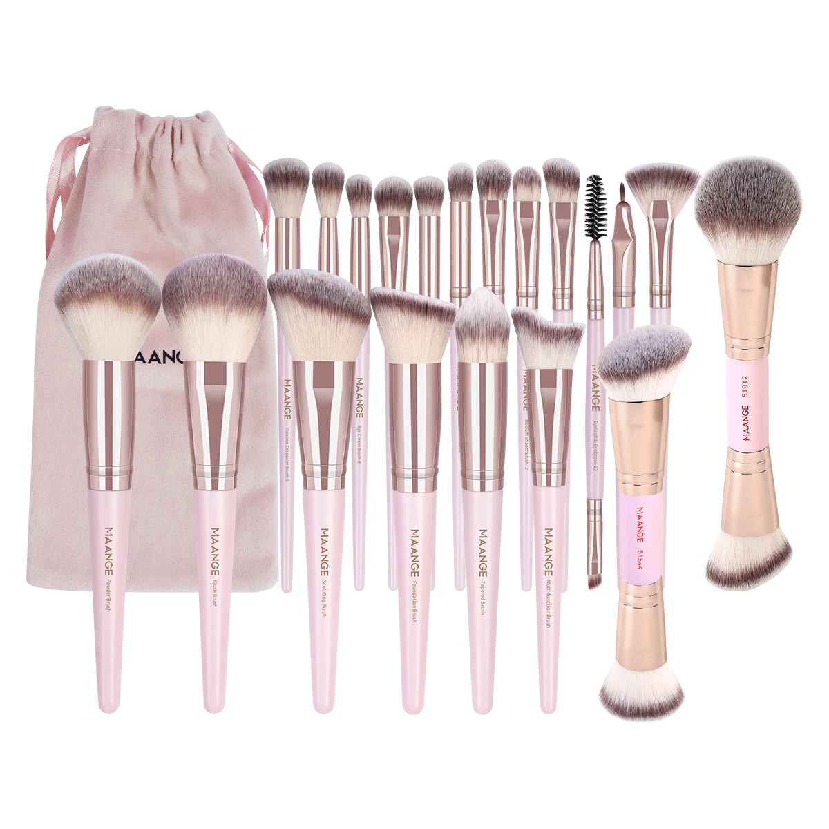 MAANGE 20pcs Professional Makeup Brush Set with Storage Bag Foundation Brush Powder Brush Eyeshadow Brush Basic Makeup Brushes