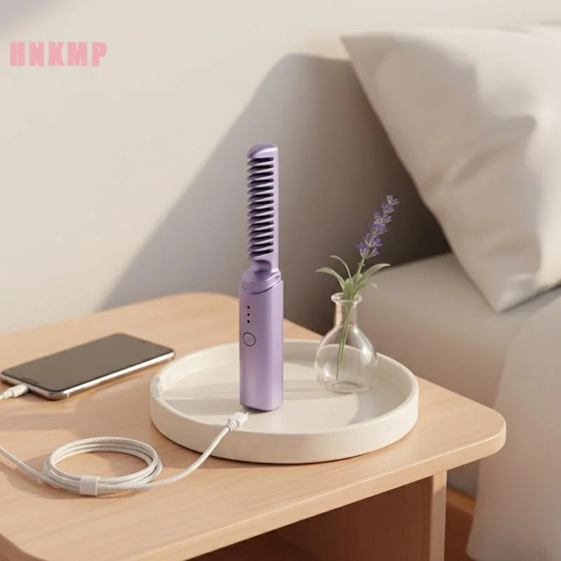 Electric Hair Straightening Comb Multi Functional Curling Brush Ceramic Plate Fast Heating For Salon Results