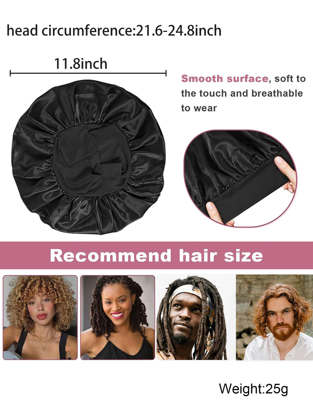 1Pcs Silk Bonnet for Sleeping Women Satin Lined Hair Bonnets for Sleeping Soft Elastic Band Silk Sleep Cap for Curl