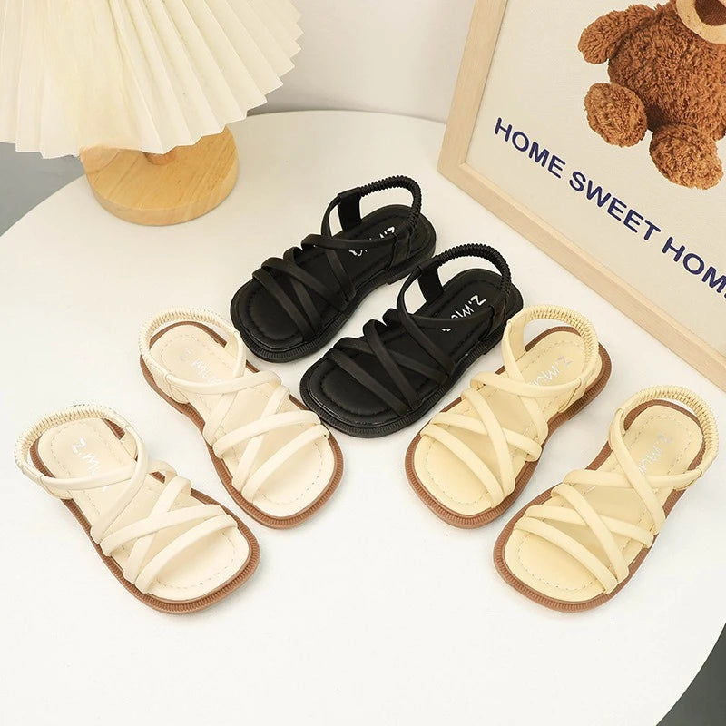 Zapatos Fashion Girls Sandals 2025Summer New Kid Shoes Soft Soled Open Toed Princess Shoes Soft Soled Child Beach Shoe Босоножки