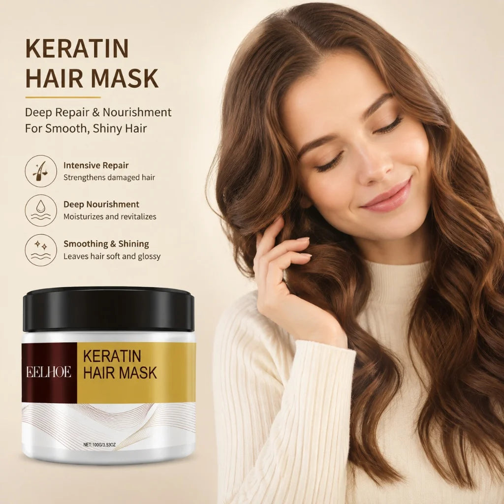 Keratin Hair Mask Argan Coconut Oil Collagen Repair Damaged Hair Reduce Breakage Nourish Smooth Shiny Deep Hair Care Mask