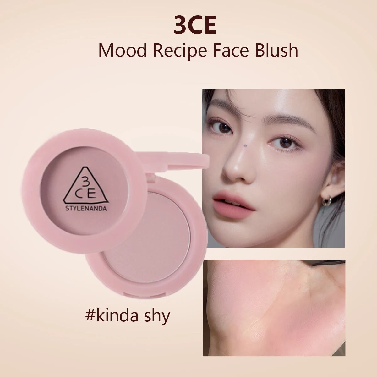 3CE Mood Recipe Face Blush,Silky Powder,Natural Color Payoff,Long-Lasting Wear,Complete Makeup,Korean Cosmetic,Korean Makeup