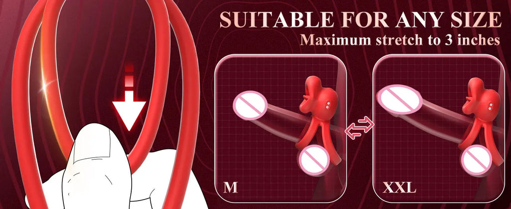 Vibrating Penis Ring with Tongue Licking Clitoral Stimulator Delay Ejaculation Cockring Penisring Sex Toys for Men Adults 18