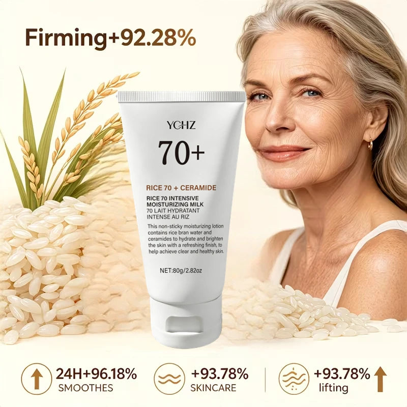 Rich Moisturizing Rice 70+ Original Cream - Contains Niacinamide, Deeply Hydrates, Firms the Skin, Soothes All Skin Types, Refines Pores, Nourishes Dry and Fragile Skin, and Imparts a Natural Glow