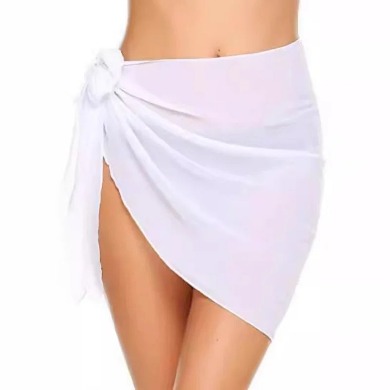 Women Swimsuit Coverups Beach Short Sarongs Bikini Wrap Mini Skirt Club Party Sheer Chiffon Hip Waist Scarf Swimwear Cover Ups