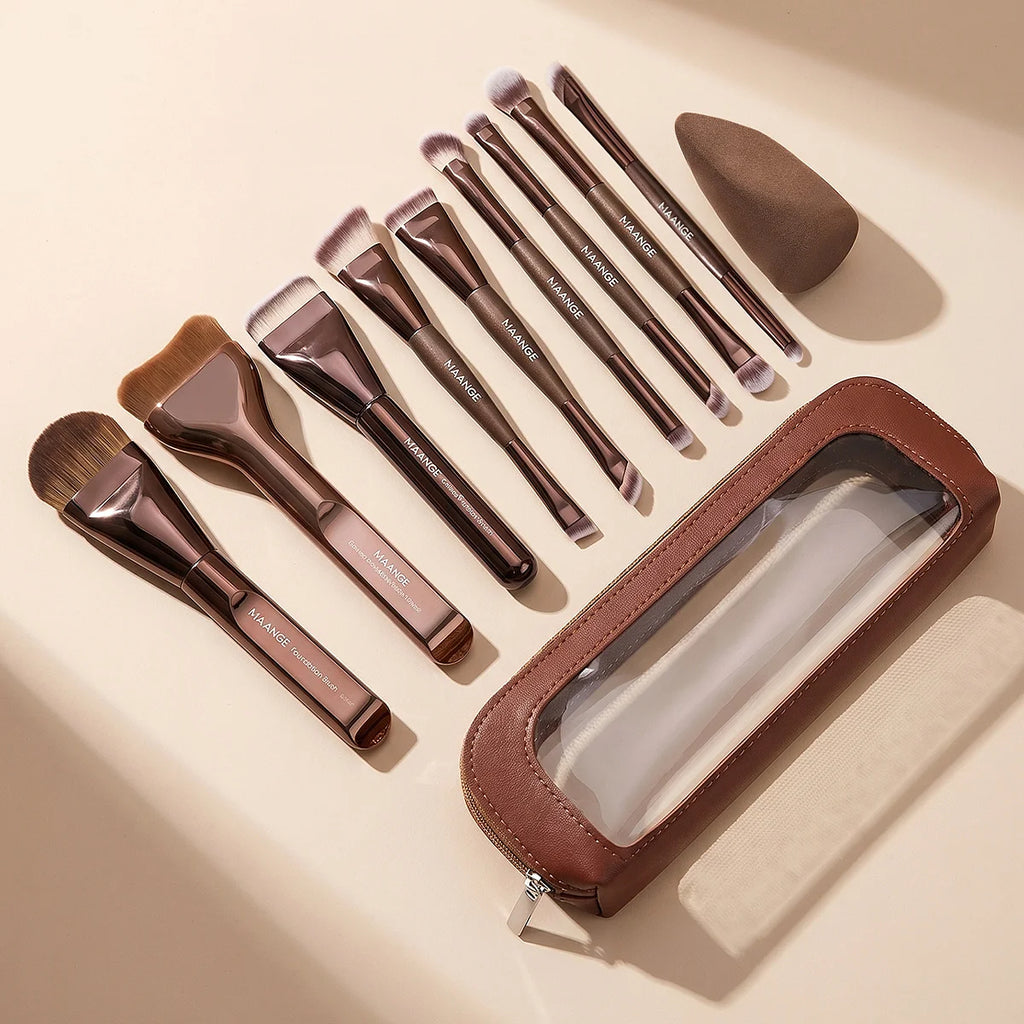 MAANGE 11pcs Makeup Brush Set Foundation Brush Concealer Brush Contour Brush Ultra Thin Foundation Makeup Facial Mask Brush