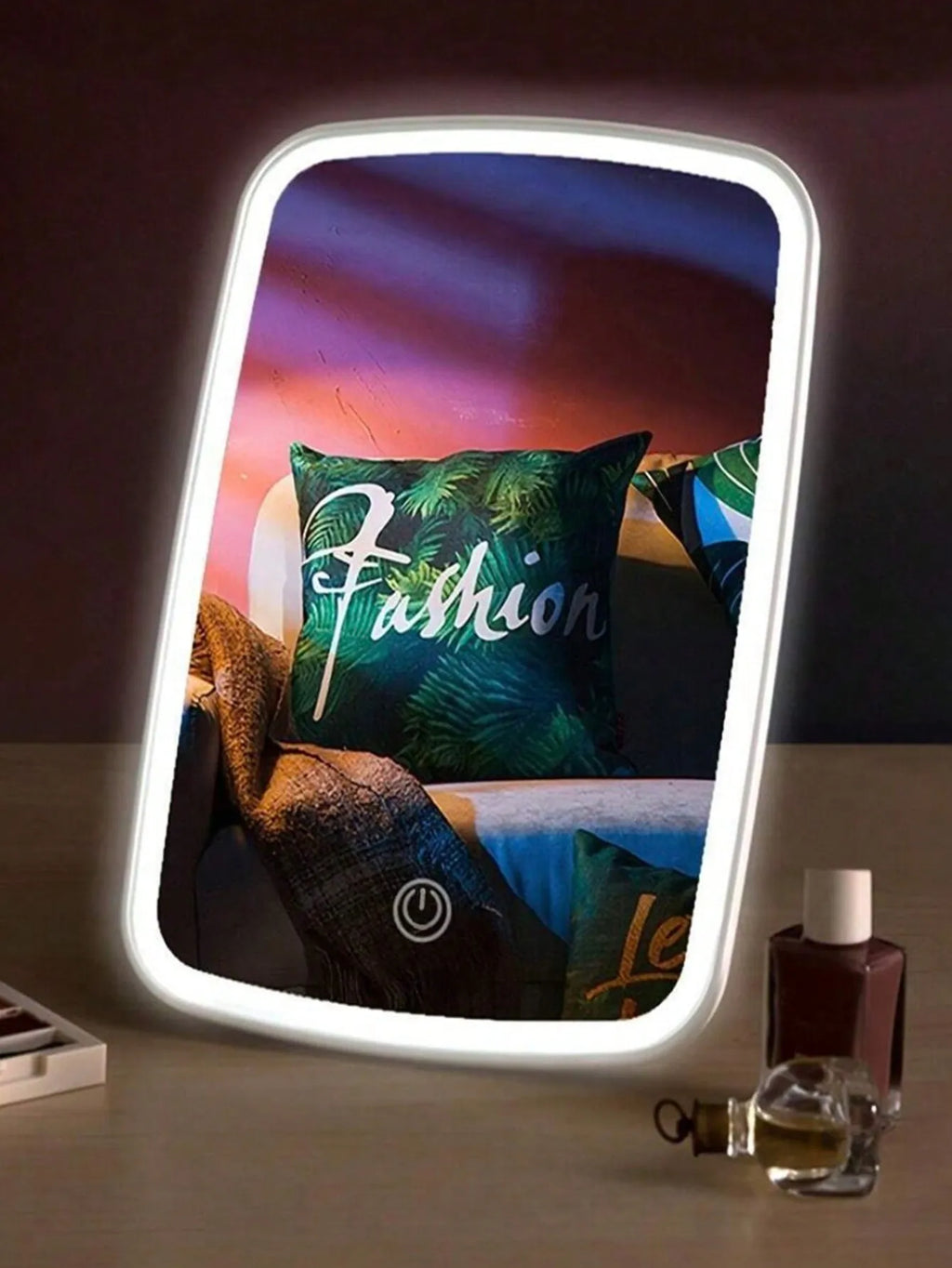 LED Makeup Mirror,Touch Control Vanity Mirror Front Light, 3 Light Modes Rechargeable Portable Cosmetic Mirror Modern Style