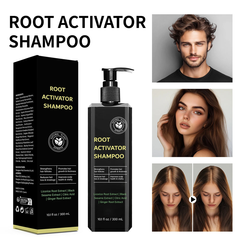 Hair Root Activator Shampoo 300ml Nourish Hair Roots Strengthen Hair Follicles Promote Growth Reduce Loss for Smooth Thick Hair