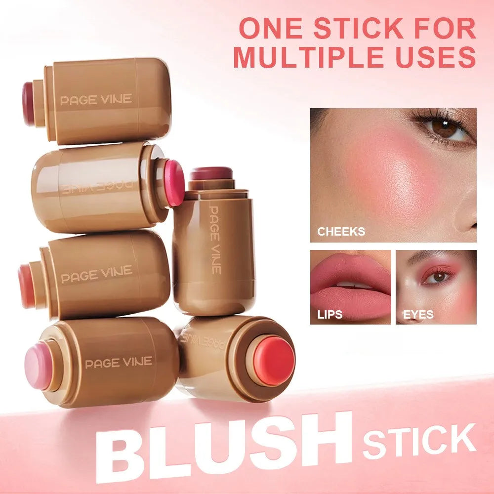 Multi-use Blush Stick Lip Cheek Eyes 3-in-1 Cream Blush Natural Matte Nude Makeup Long Lasting