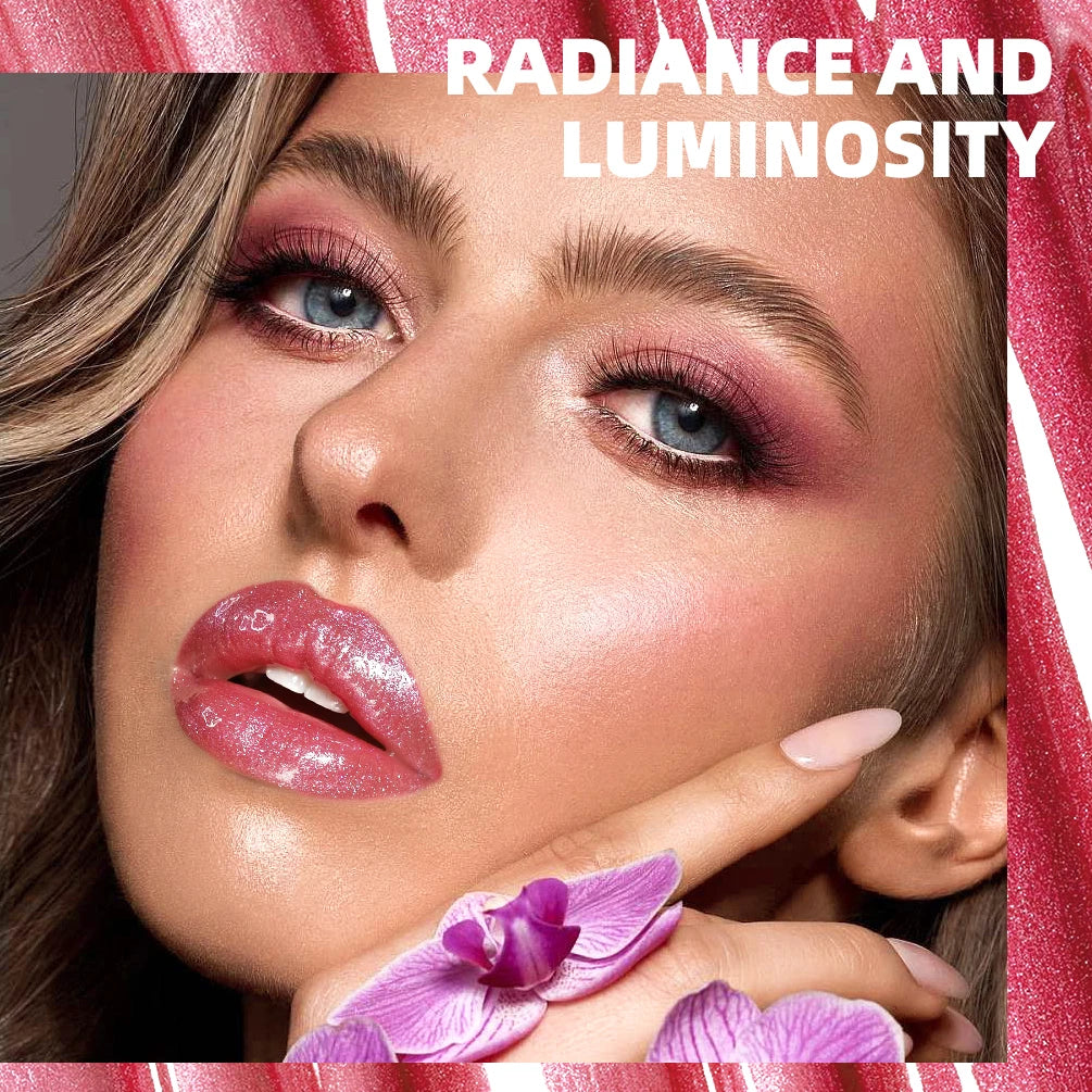 QIBEST Glitter Pearlescent Lipgloss Moisturizing Lasting Non-Stick Cup Shimmer Shiny Liquid Lipsticks Black Purple Lip Tint