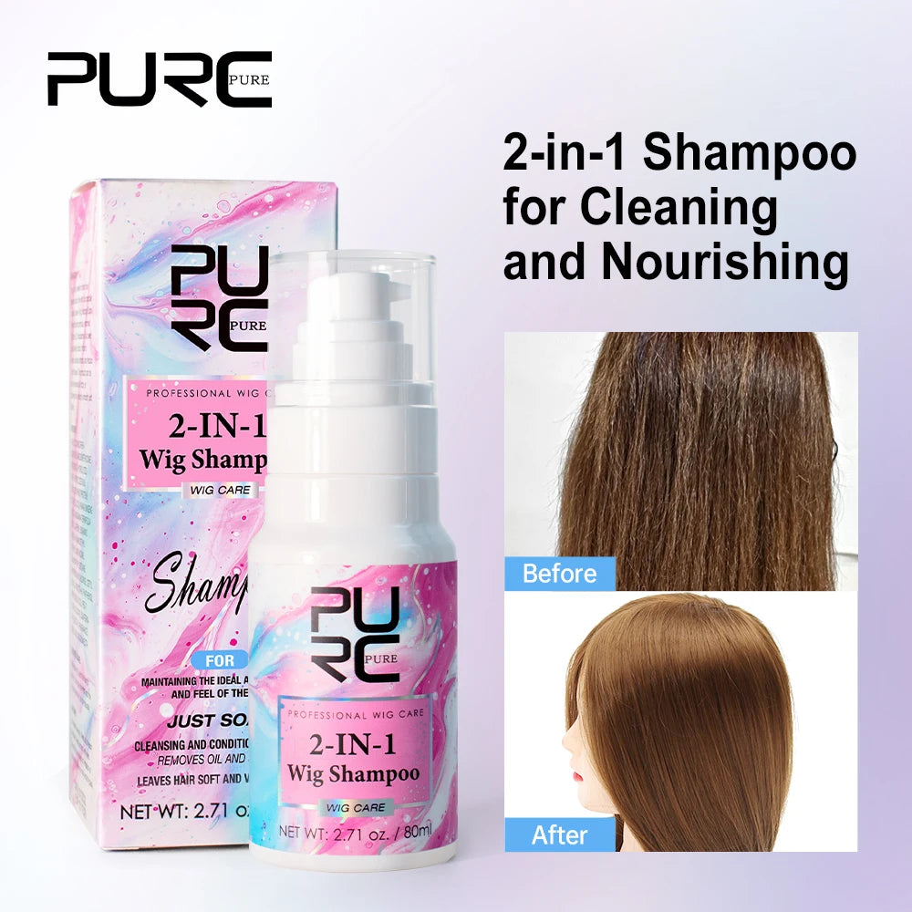 PURC Wig Shampoo And Conditioner Kit Coconut Oil Smoothing Shiny Hair Care Products for Wigs Women