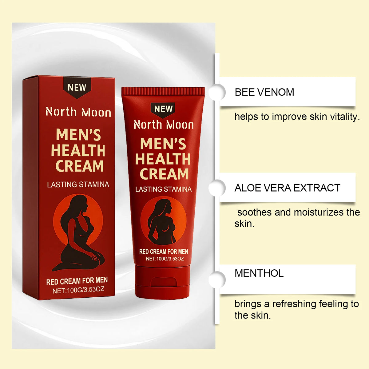 Men's Care Cream Daily Gentle Care and Nourishment for Men's Skin Gentle Formula, Ideal for Massage Care