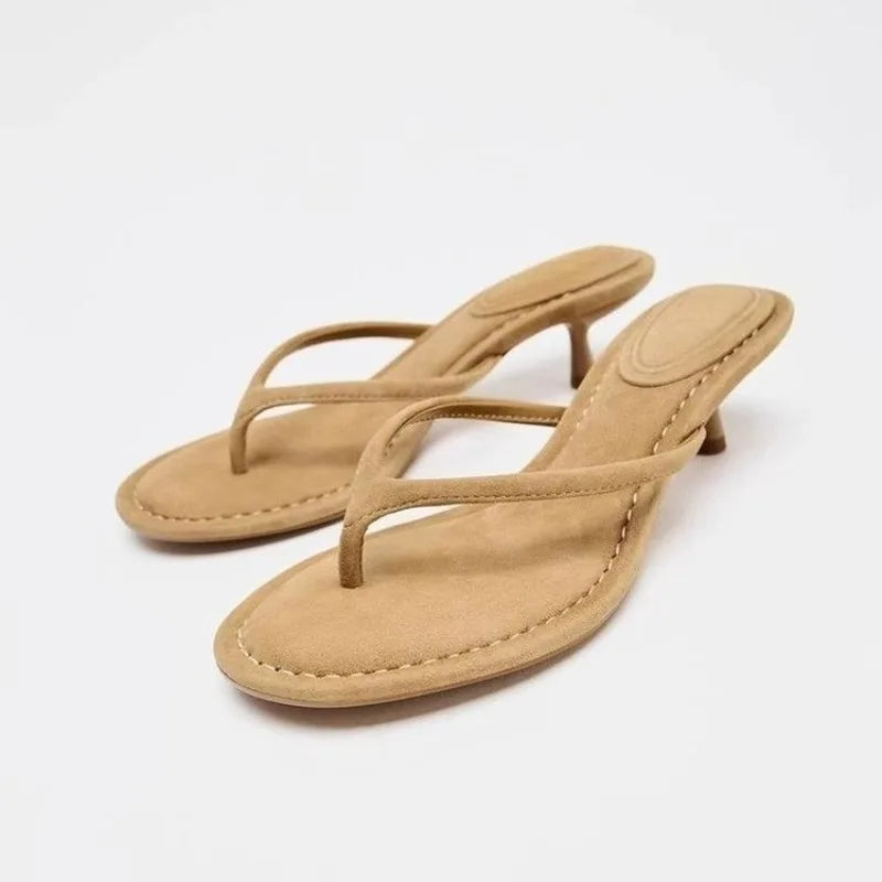 Summer Designer Fashion Thin Heels Slippers Women Clip Toe Casual Sandals Flip Flops Shoes Zapatos De Mujer