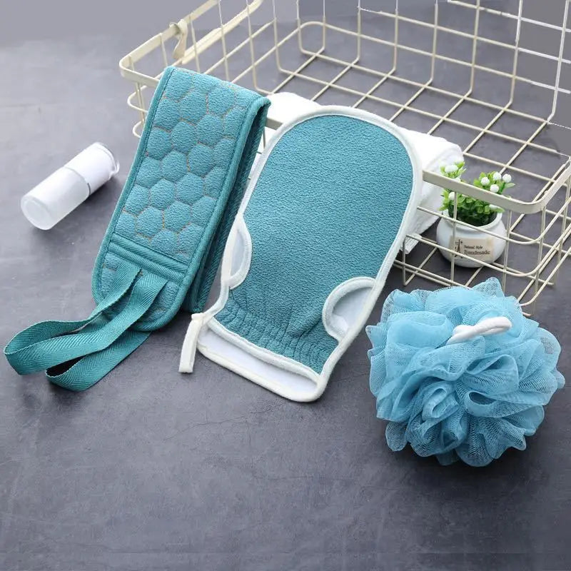 Exfoliating Body Scrubber Set - Includes Back Scrubber, Bath Glove And Shower Bath Sponge Loofah - Deep Clean And Vitalize