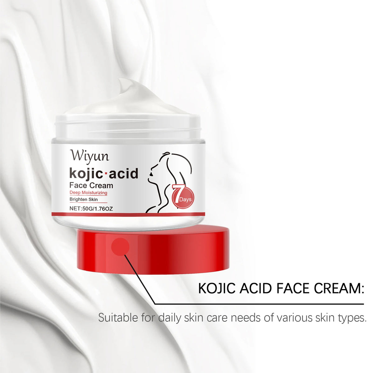 Kojic Acid Whitening Cream Skin Brightening Pigment Melanin Lighten Dark Spot Remove Improve Dullness Even Tone Face Moisturizer