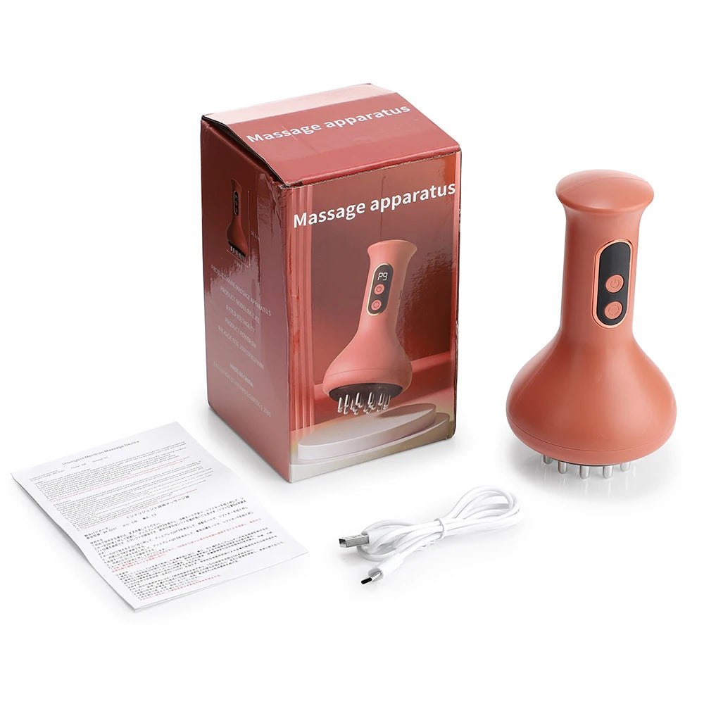USB rechargeable abdominal massager with adjustable scraping force, handheld arm and leg massager