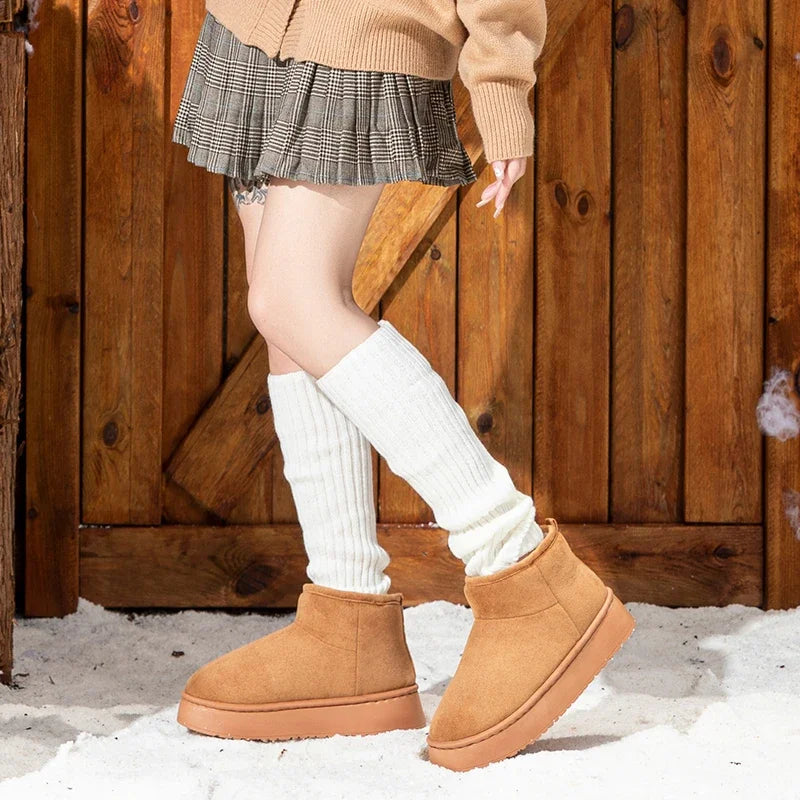 Women Non Slip Thick Bottom Brand Snow Boots Winter 2026 Comfort Platform Warm Plush Ankle Boots Women's Cotton Short Booties