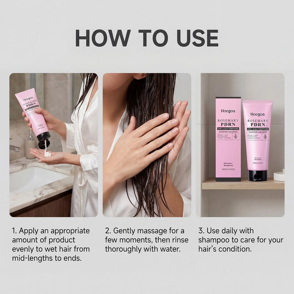 Hoegoa Rosemary Shampoo Conditioner Set Cooling Scalp Refreshing Thickening Volumizing Strengthening Repairing Dry Hair Care Kit