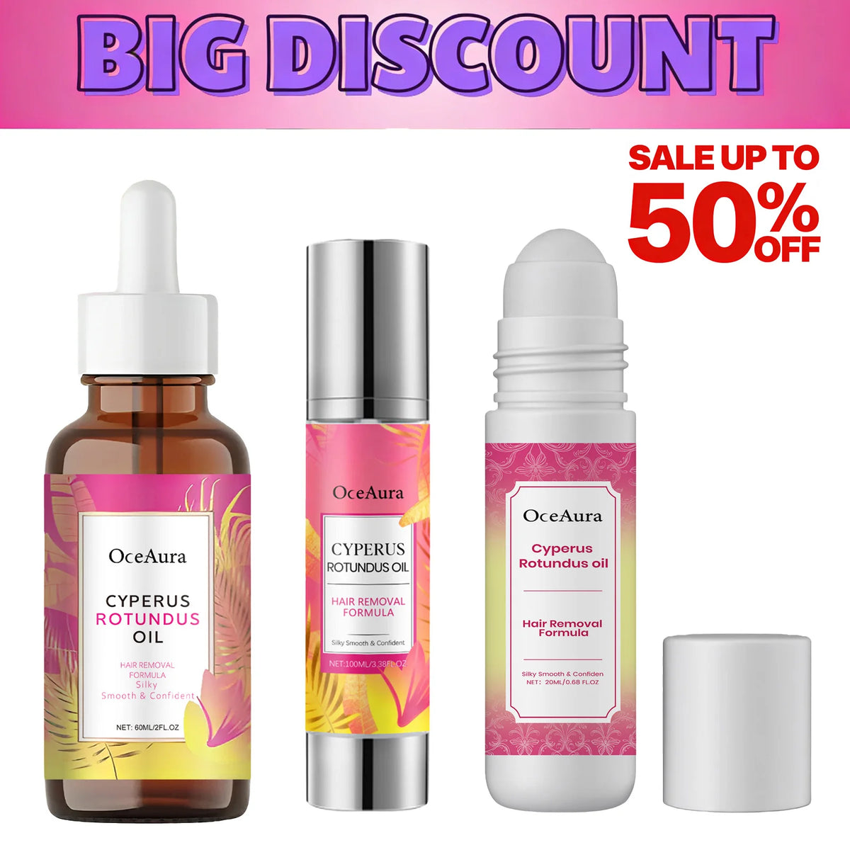 Cyperus Rotundus Hair Removal Care Oil - Anti Hair Growth Inhibitor & Soothing Oil with Roller Ball Post-Shave Skin Hydration