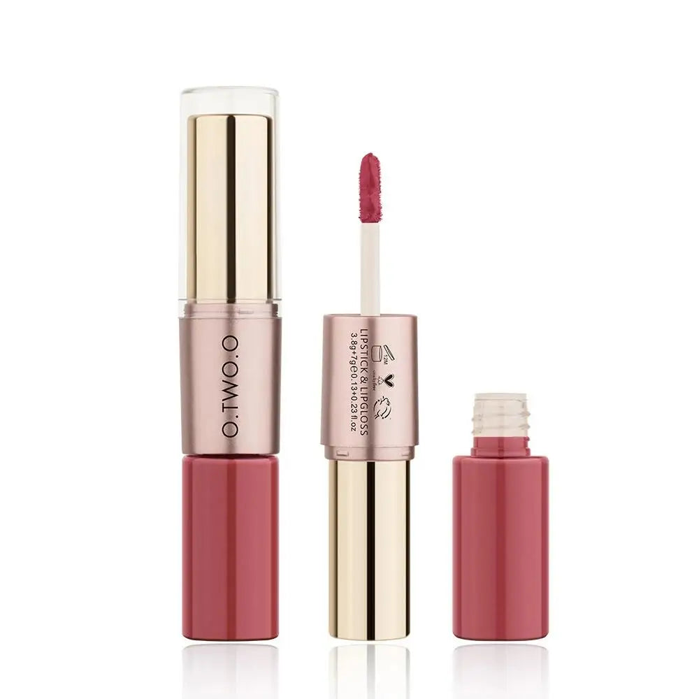 Waterproof 2 in 1 Matte Lipstick Lip Gloss 12 Colors Long Lasting Makeup Cosmetics Rouge Lips Stick Batom Mate