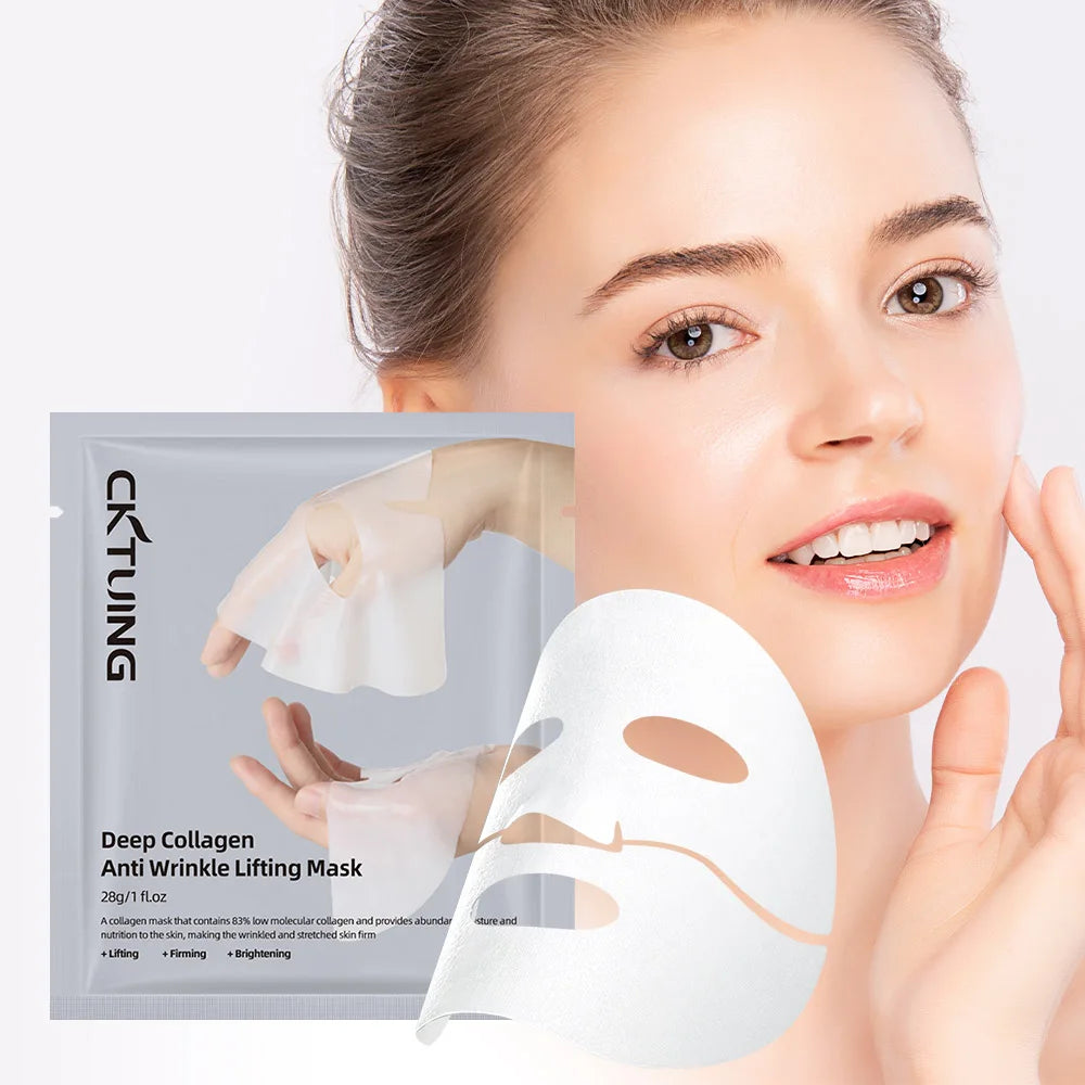 5PCS Collagen Face Masks Deep Hydrating Moisturizing Brightening Firming Skin Facial Masks Split Sheet Mask Korean Skin Care
