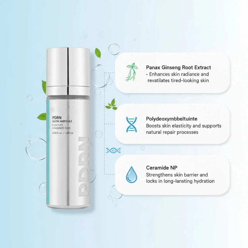 Korean Skincare PDRN Collagen Essence & Glow Stick Balm Set, Firming Moisturizing Face Hydrate Nourishing Lightweight Daily Care
