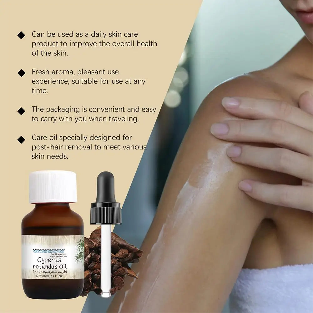 NEW 60ml Cyperus Rotundus Oil Body Hair Remover Oil For Armpit Legs Arms Hair Growth Inhibitor Skin Care Body Moisturizing Oil