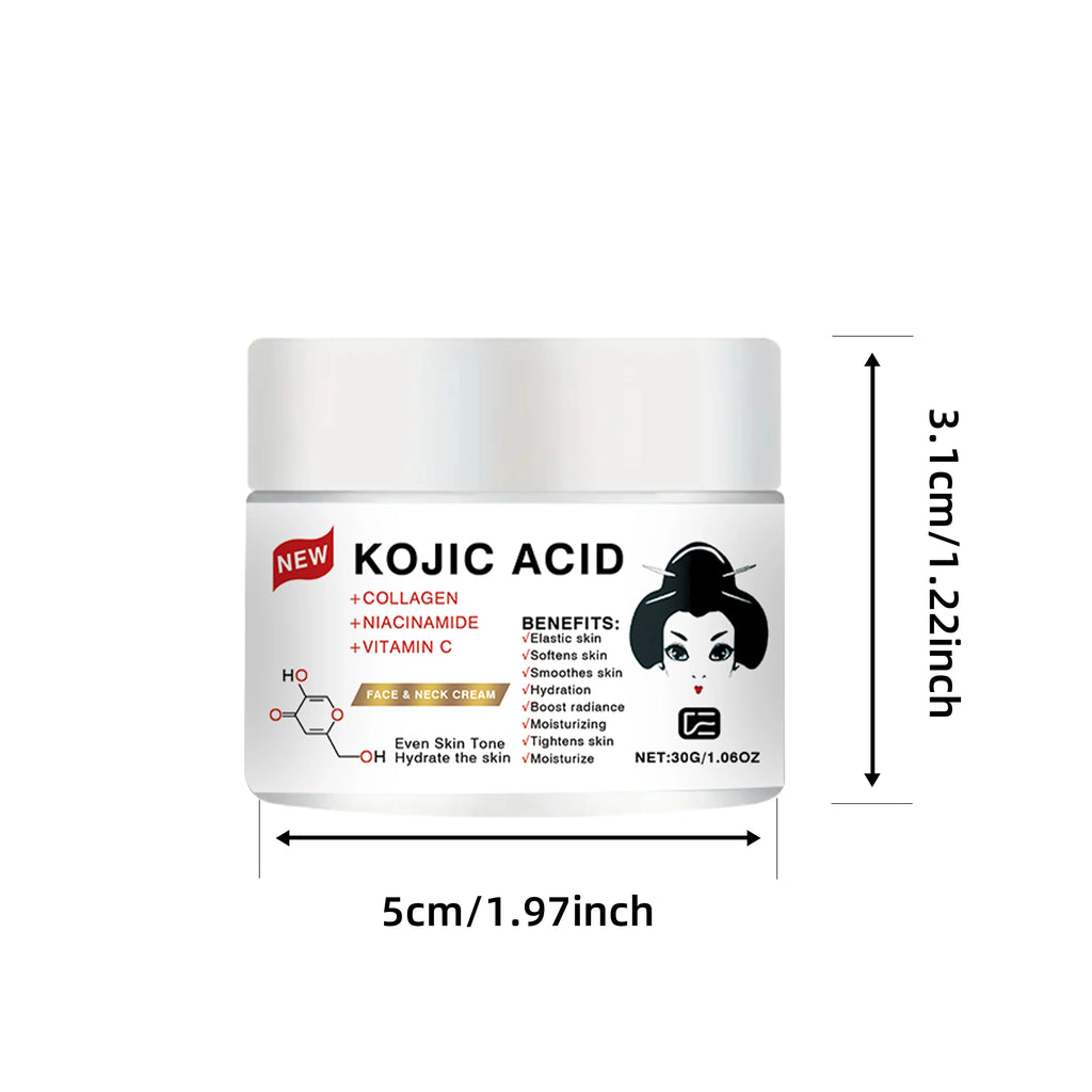 KOJIC ACID FACE & NECK CREAM - Hydrating, Moisturizing, Firming & Smoothing, for All Skin Types, a Must-Have for Daily Skincare
