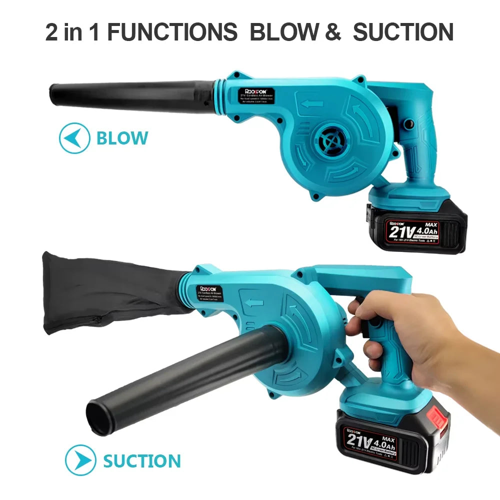 2 in 1 Cordless Electric Blower Vacuum Cleaner Blower Suction Leaf Blower Dust Cleaner Power Tool Power Tool Suitable for Makita