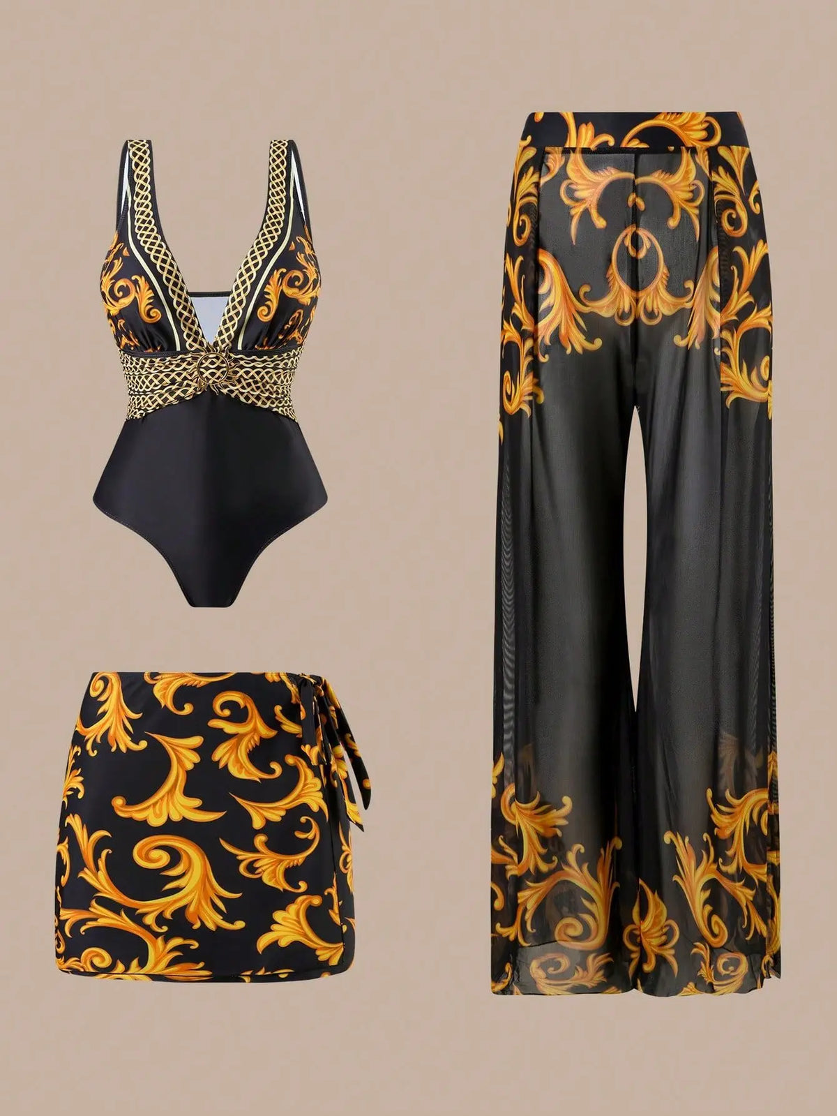 Bathing Suit Women Fashion Trend Sexy Swimwear Three-piece Jumpsuit Pants Set European And American Swimsuits