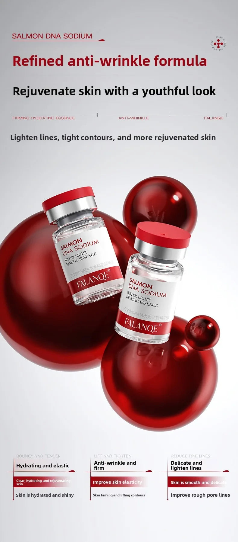 Salmon Dna Sodium Hydrating Kinetic Essence  Fade Fine Lines Facial Moisturizing brightning Anti Aging Firming Skin Care