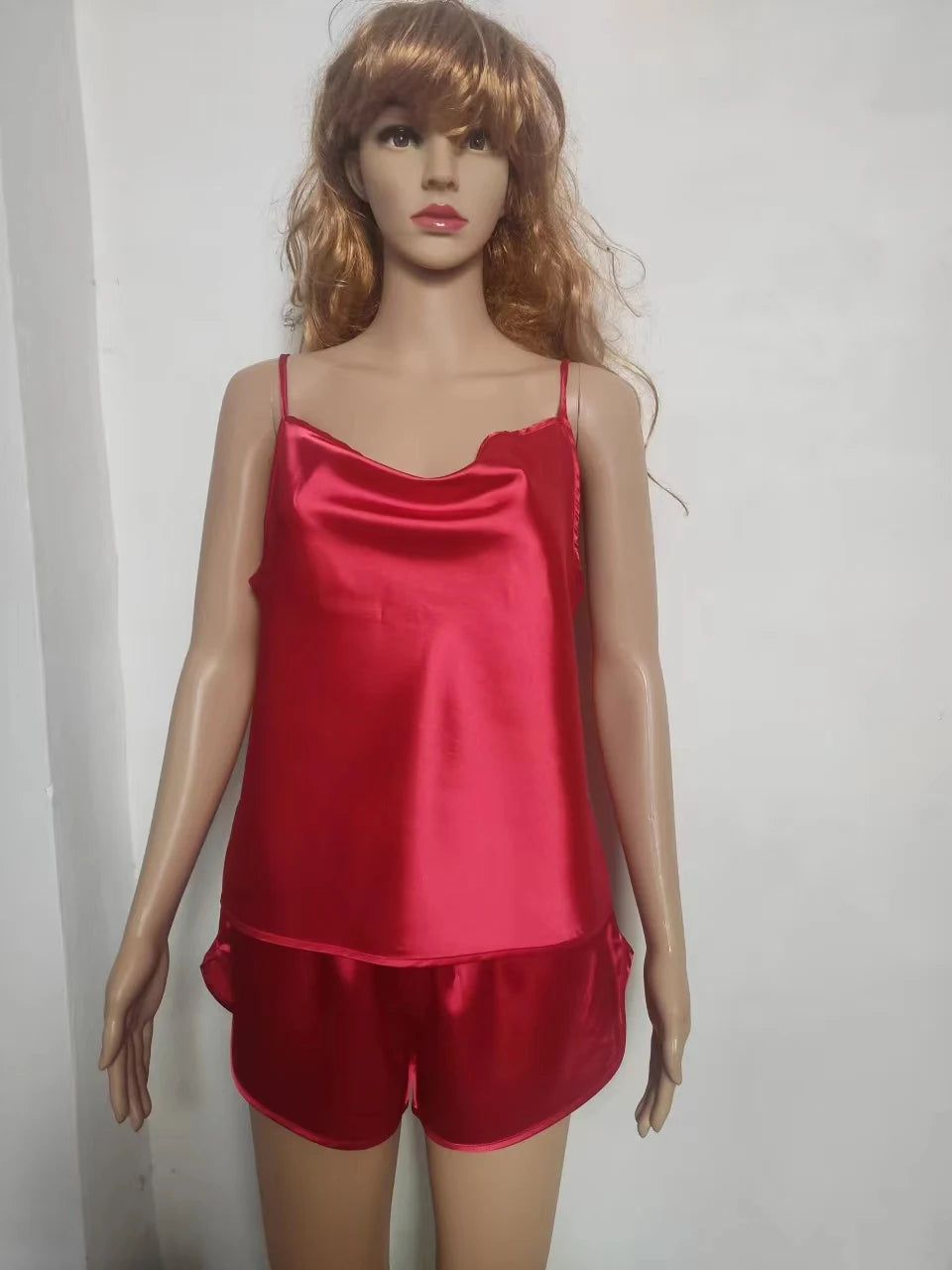 Pajamas Set Sexy Women Satin Sleepwear Lingerie 2 Piece Silk Pjs Cami Top And Shorts Sleep Camisole Nightwear Gift