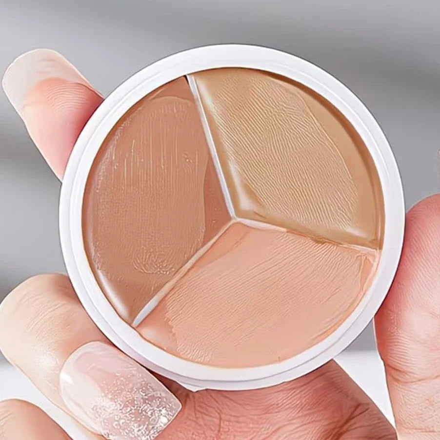 3-Color Cream Concealer Palette-Waterproof,Long-Lasting Coverage for Acne,Dark Circles & Redness-Natural,Korean Beauty Makeup
