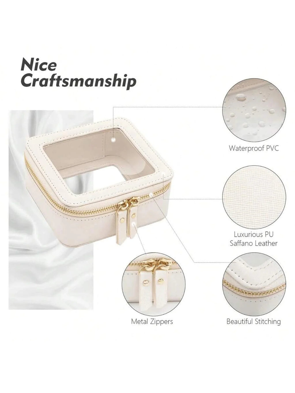 Mini Clear Makeup Bag Pu Saffiano Vegan Faux Leather Cute Small Visible Window Storage Lipsticks Cosmetics Case for Purse Pouch