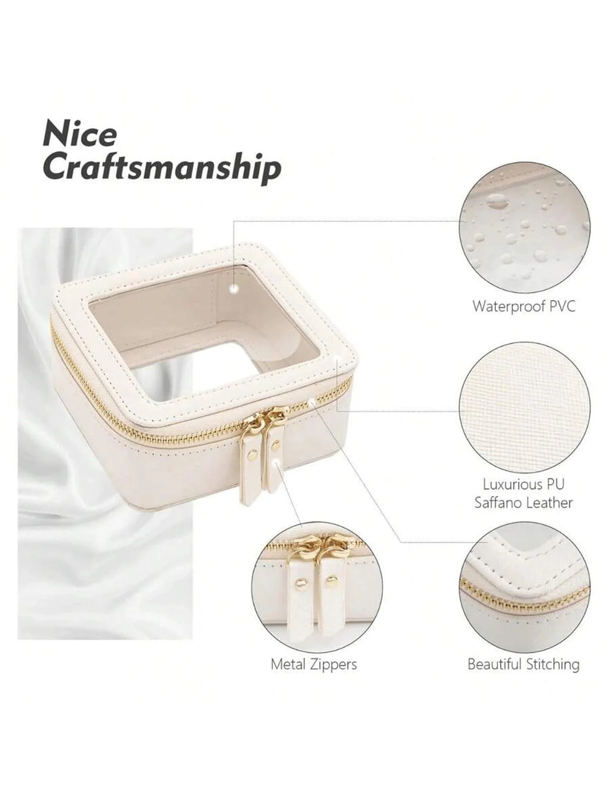 Mini Clear Makeup Bag Pu Saffiano Vegan Faux Leather Cute Small Visible Window Storage Lipsticks Cosmetics Case for Purse Pouch