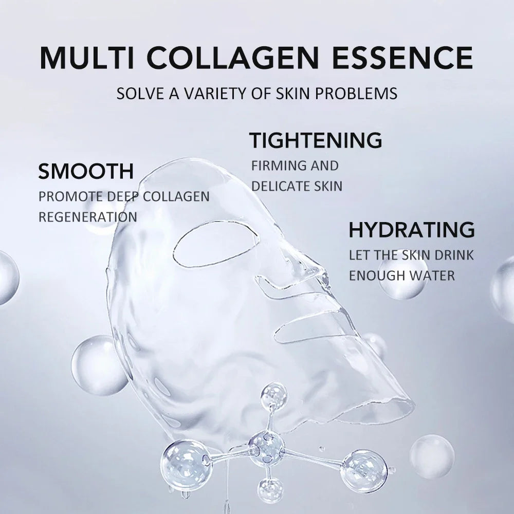 5PCS Collagen Face Masks Deep Hydrating Moisturizing Brightening Firming Skin Facial Masks Split Sheet Mask Korean Skin Care