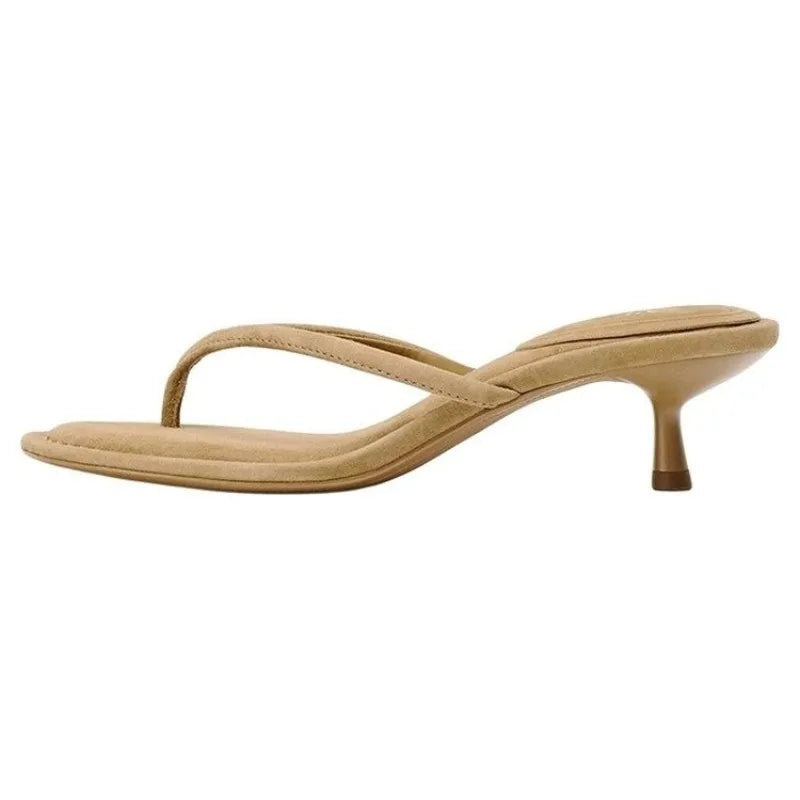Summer Designer Fashion Thin Heels Slippers Women Clip Toe Casual Sandals Flip Flops Shoes Zapatos De Mujer