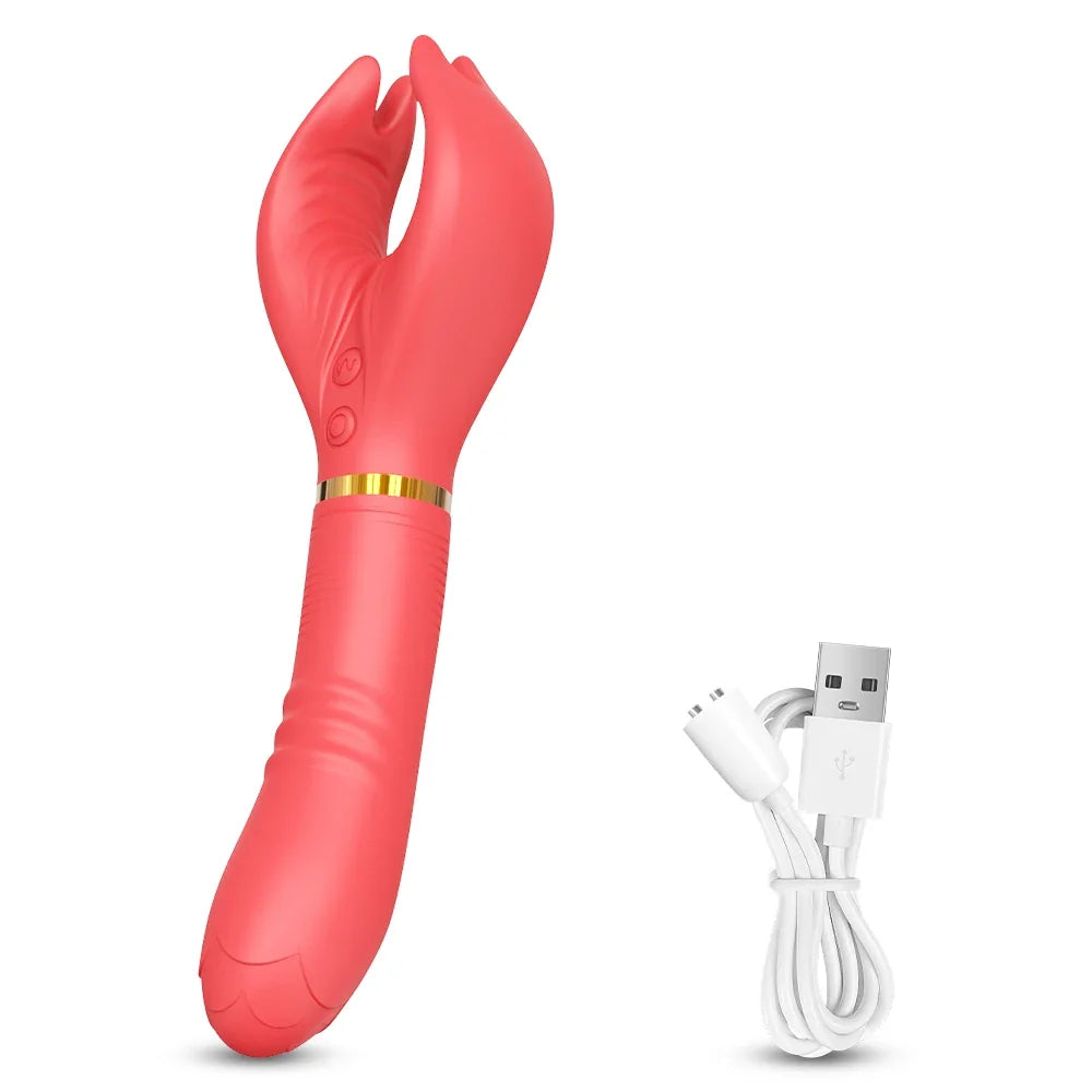 Sex Toys for Women G-spot Vibrator Dildo Nipple Licking Clamp Clit Stimulator Powerful Vibrating Adult Toys Female Masturbation