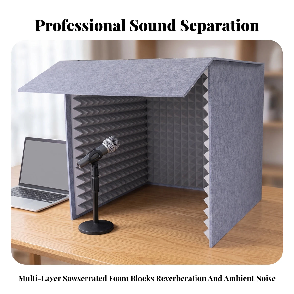 Desktop Sound Booth Quiet Acoustic Enclosure with Sound-Absorbing Foam Desktop Soundproof Cover Clearer for Podcasters