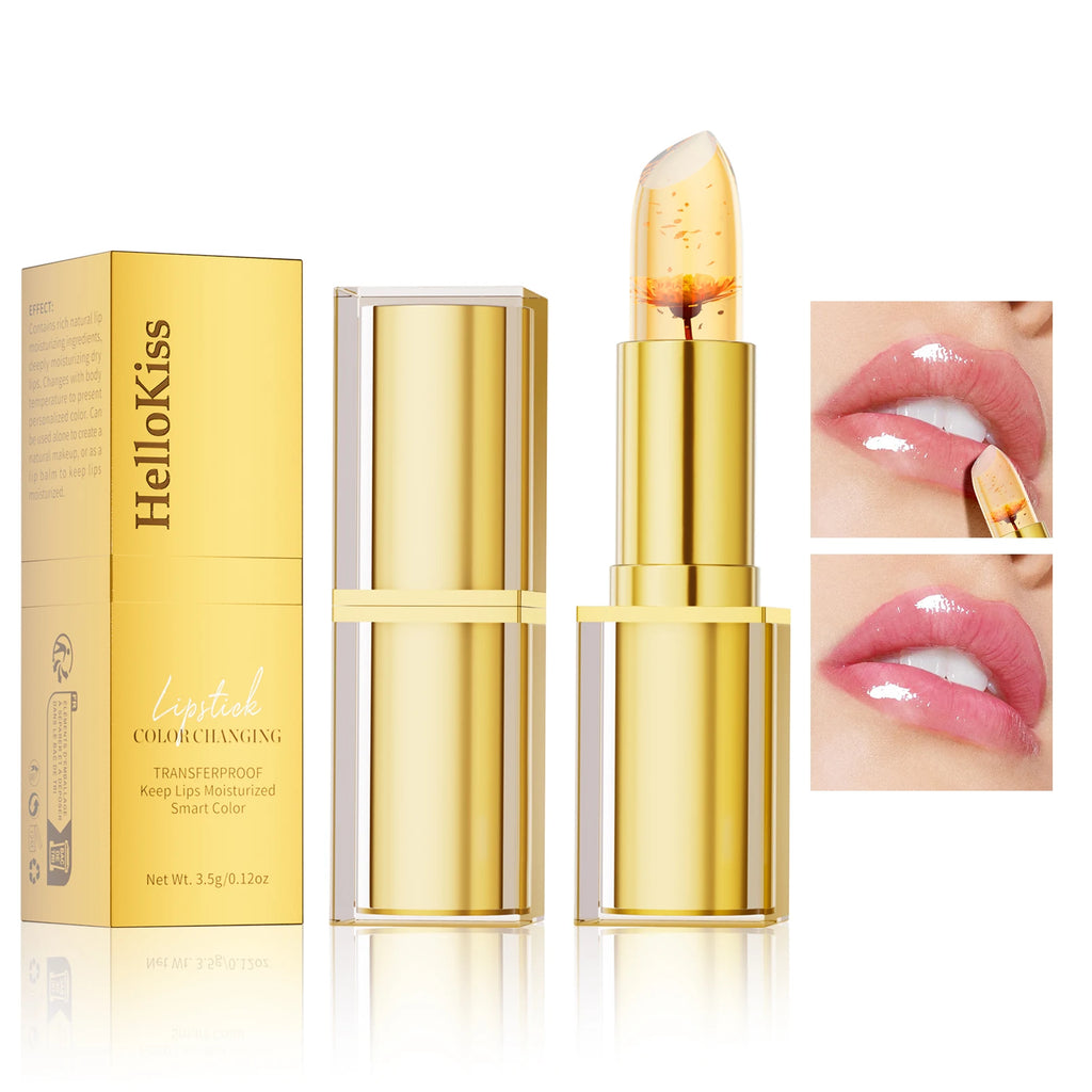 Color Changing Lipstick,Gold Crystal Ph Lipstick Color Changing,Long Lasting 24 Hours Moisturizing Glossy Shine Lip Gloss