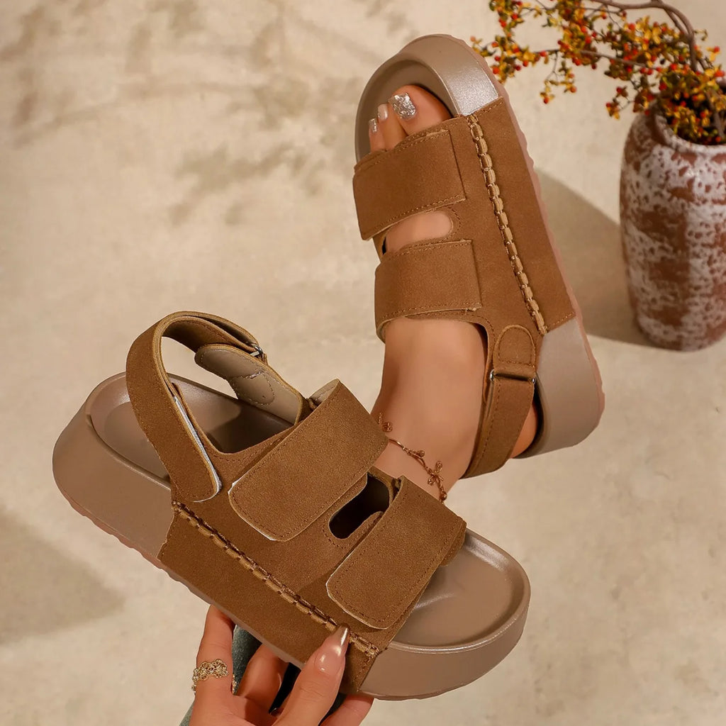 Fashion Women Sandals Summer New Simple Round Toe Non Slip Thick Sole Female Shoes Comfort Wear Resistant Soft Sole Sandals